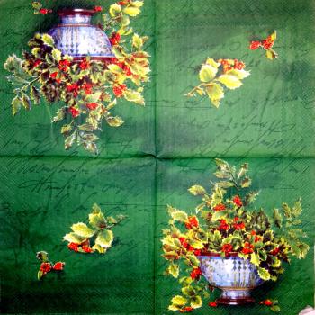 053 Christmas Flowers - 3-ply (cream) - CS